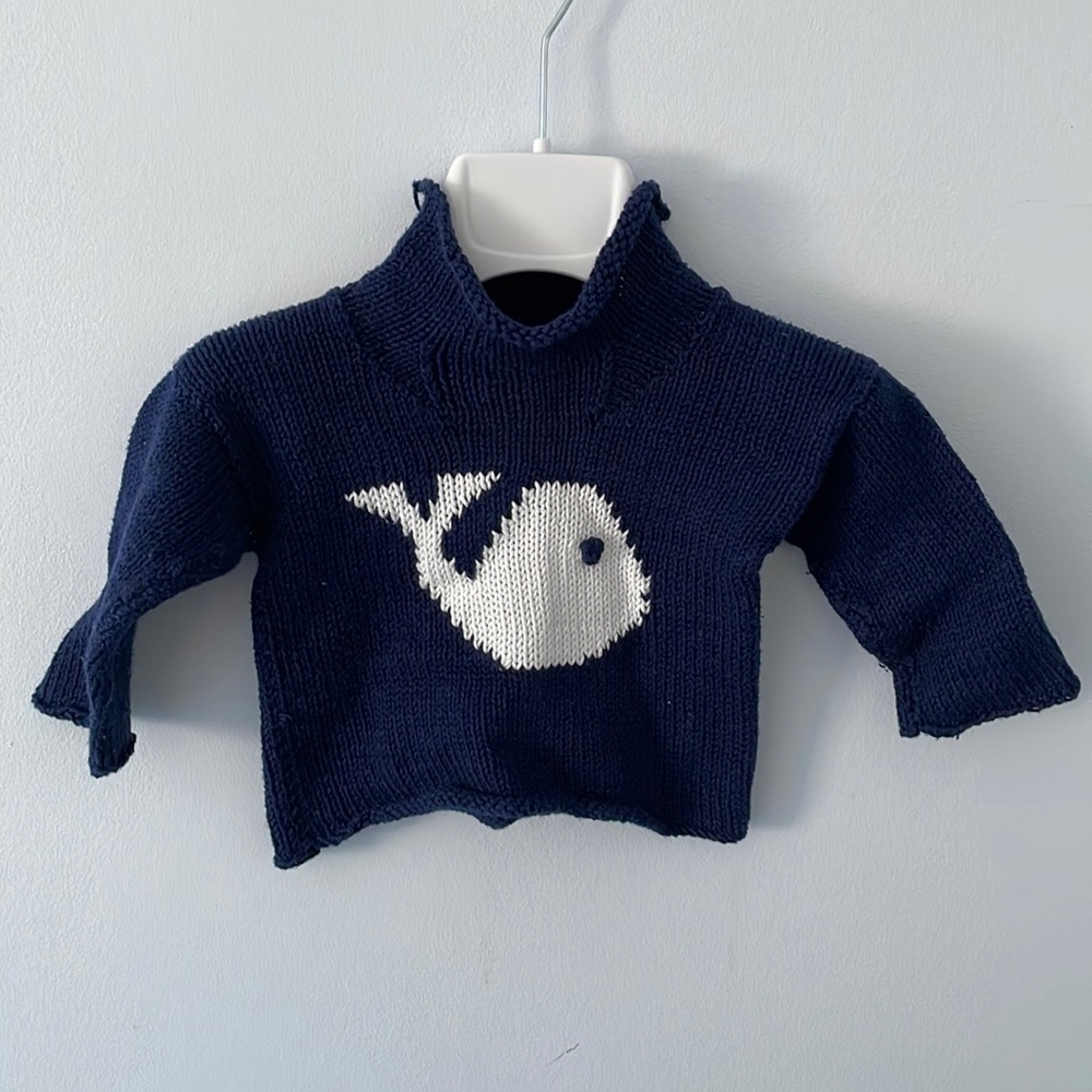Handmade baby boy whale sweater